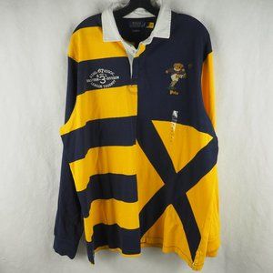 Polo Ralph Lauren Men's Rugby Shirt Kicker Bear Classic Fit Yellow Navy #15 XL